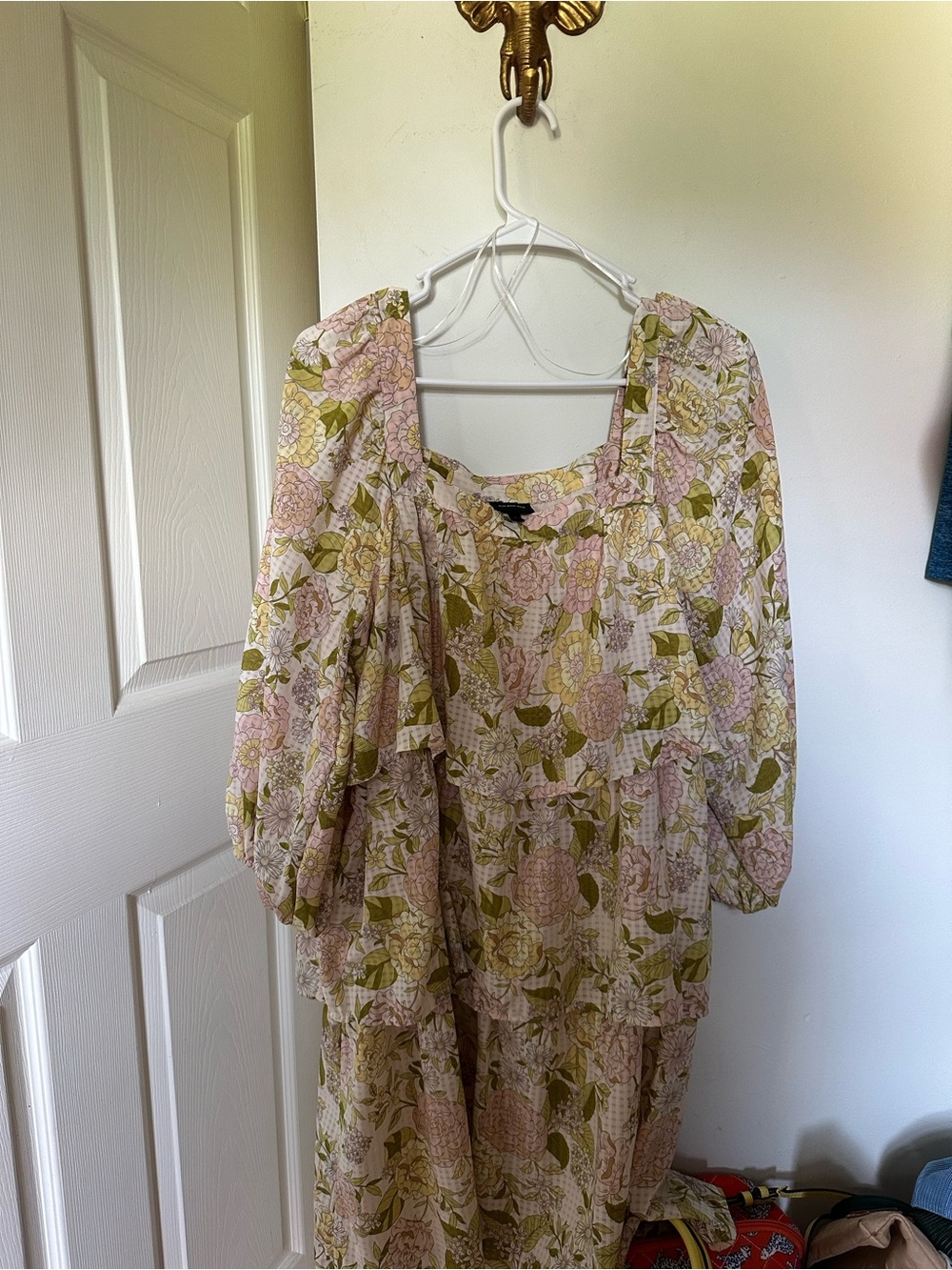 Target Floral Midi Dress in Pink and Olive